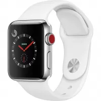 بررسی ساعت هوشمند اپل واچ سری 3 سلولار مدل 38mm Stainless Steel Case with Soft White Sport Silicon Band