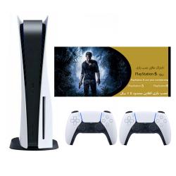 کنسول بازی سونی مدل PlayStation 5 ظرفیت 825 گیگابایت ریجن 1200 آسیا به همراه دسته اضافی و کارت طلایی اشتراک نصب بازی 
